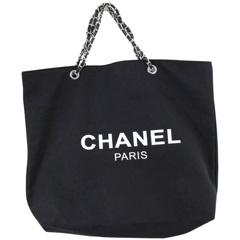 black chanel tote second hand|Chanel black canvas tote.